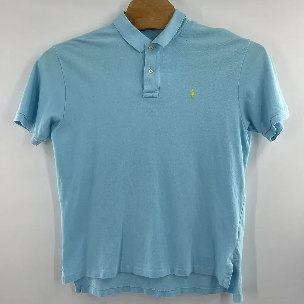 Ralph Lauren Mens XL Royal‎ Blue Yellow Pony Cotton S/S Golf Polo